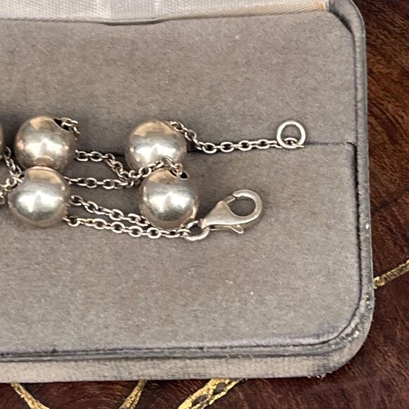 90s Sterling Silver Ball Chain Bracelet with Silver Balls Womens Modern Jewelry - Picture 8 of 9